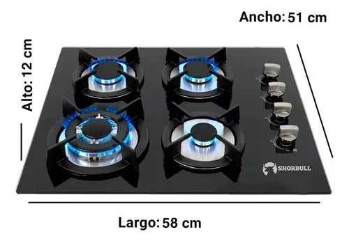 Estufa gas 4 quemadores Vidrio Templado 🔥