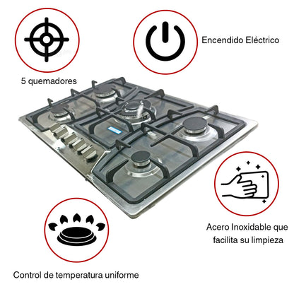 Parrilla 5 Quemadores Acero inoxidable premium 🔥🍳
