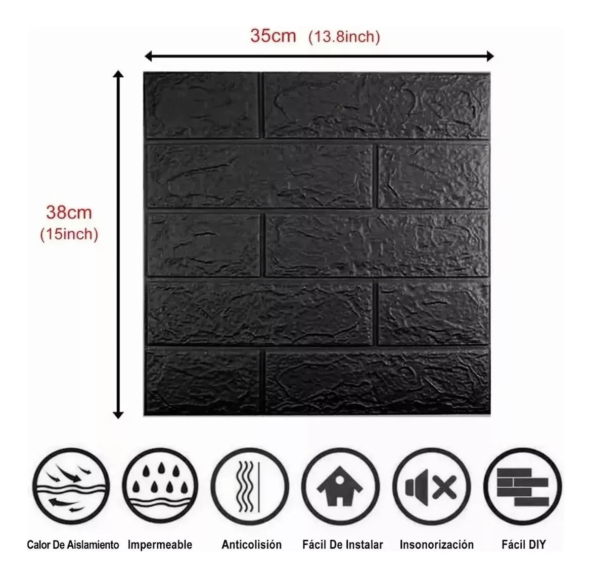Tapiz Ladrillo Negro 10 Piezas 38x35cm 🧱