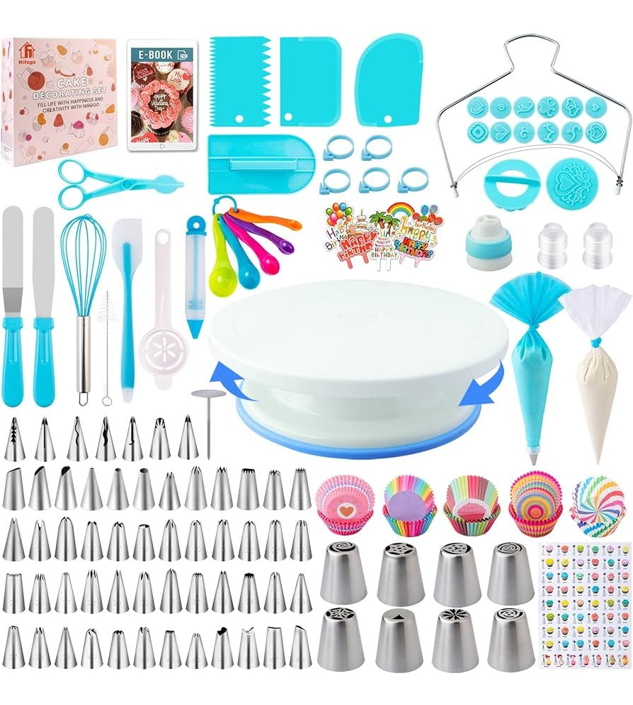 Kit Pasteleria y Reposteria 137 Piezas con Base Giratoria 🥧