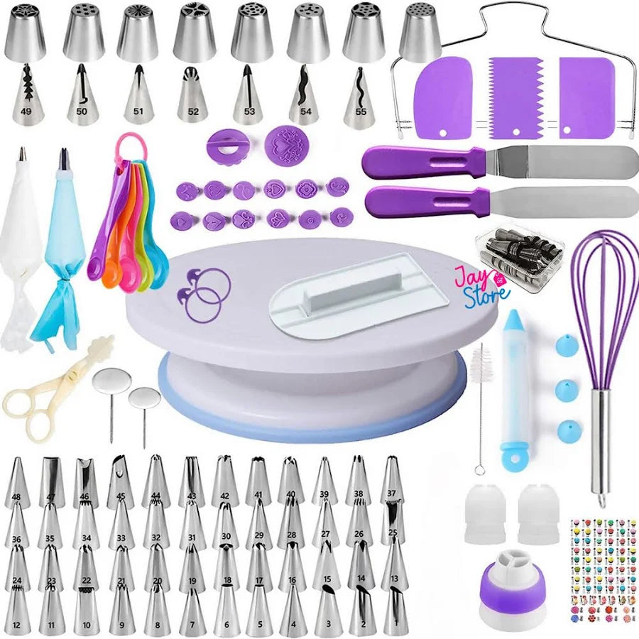 Kit Pasteleria y Reposteria 137 Piezas con Base Giratoria 🥧