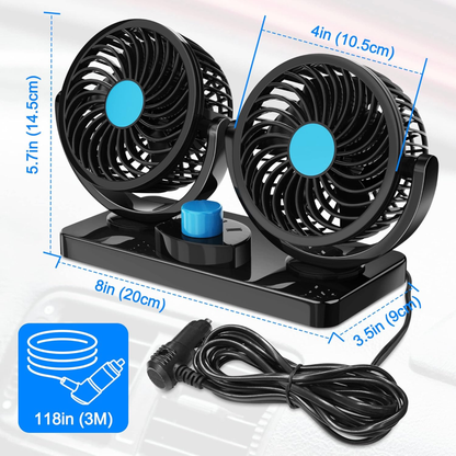 Ventilador Doble Para Coche De 360° confortcar 🌬️🚗