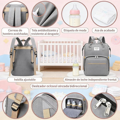 👶 Mochila Pañalera Expandible con Cuna Portátil 3 en 1 para Bebé