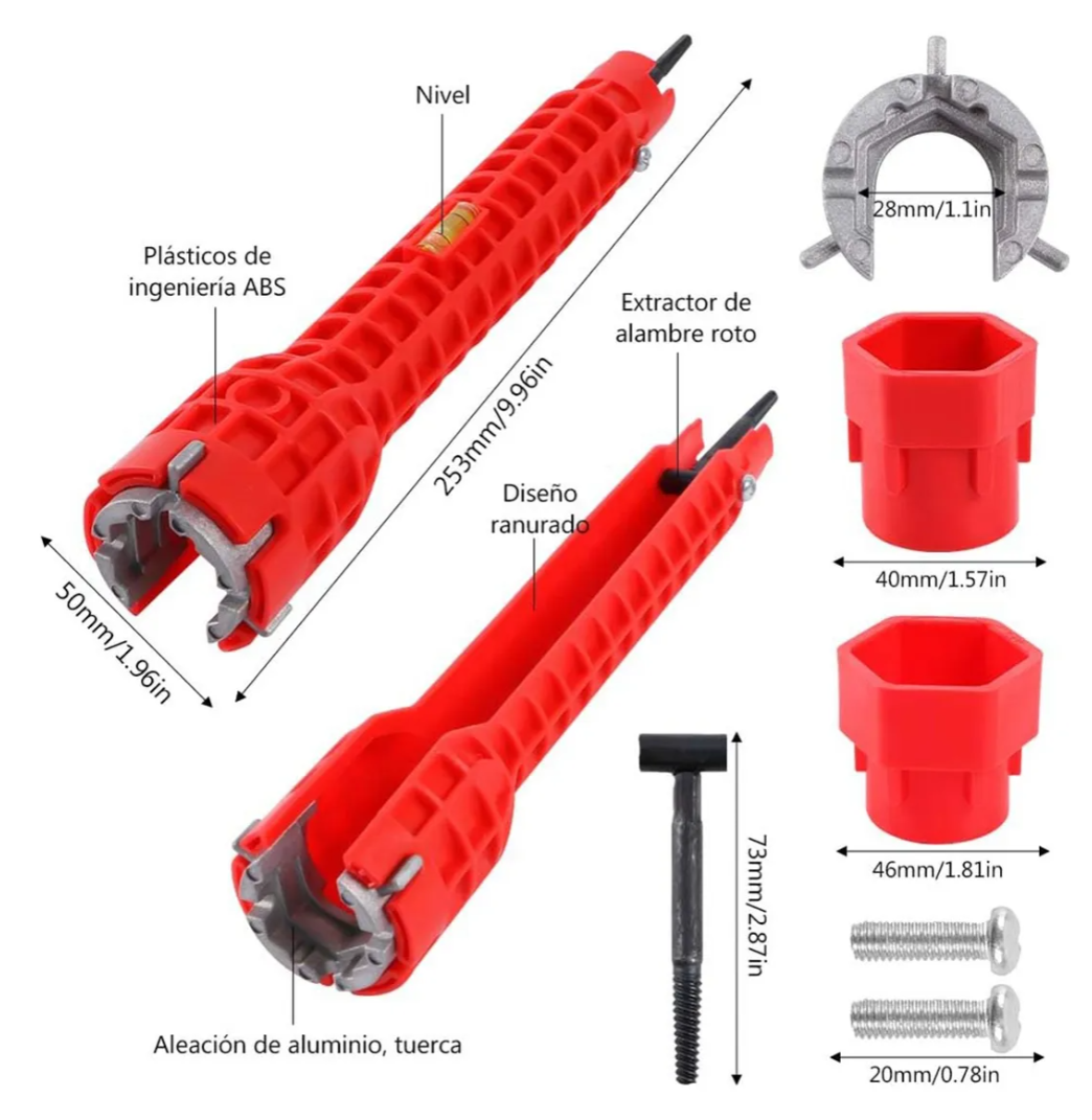 Llave Multifuncional 8 En 1 De Fregadero 🛠