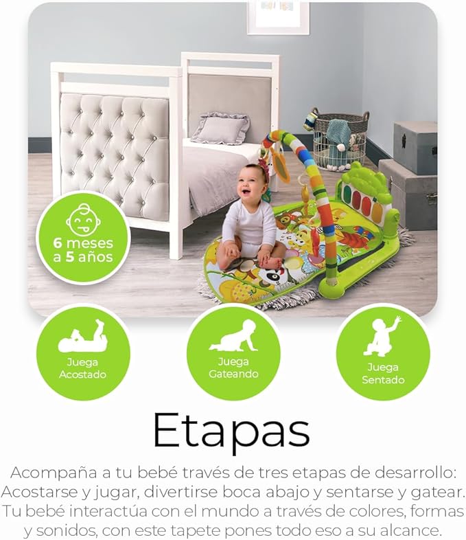 Gimnasio Para Bebés Con Piano y Juguetes 👶🎹🎵