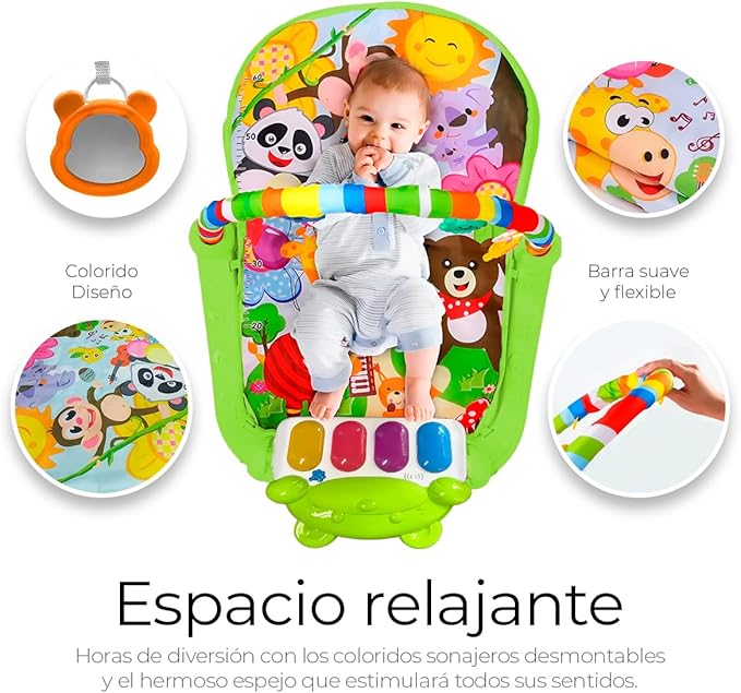 Gimnasio Para Bebés Con Piano y Juguetes 👶🎹🎵