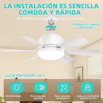 Ventilador con foco led 2 en 1