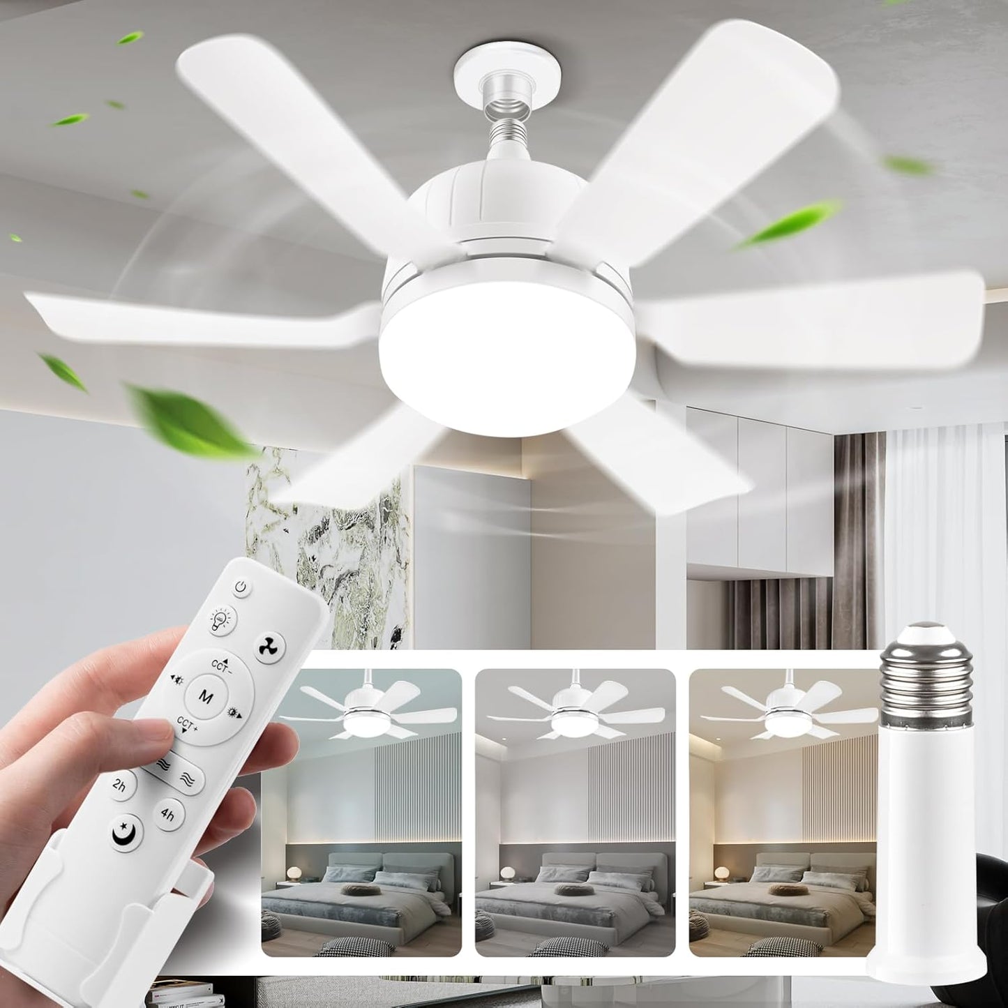 Ventilador con foco led 2 en 1