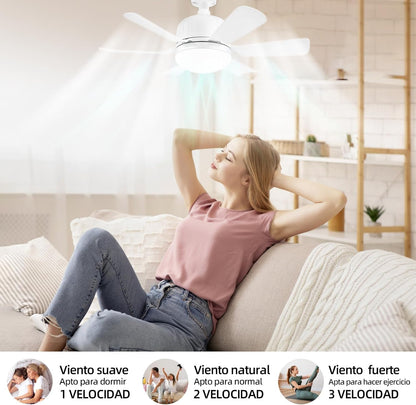 Ventilador con foco led 2 en 1