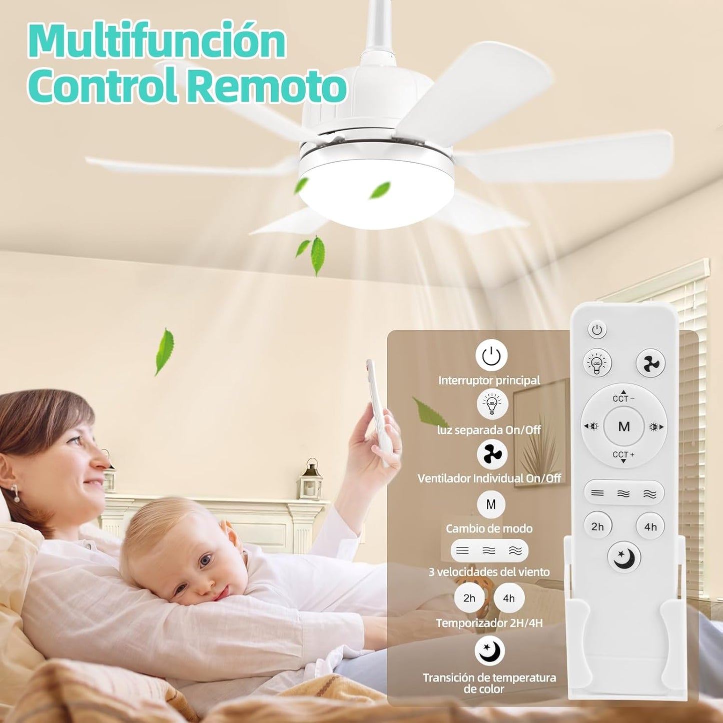 Ventilador con foco led 2 en 1