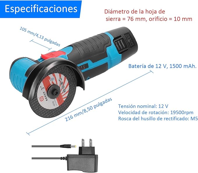 Amoladora Angular Esmeril Cortador 2 Baterias 🪓