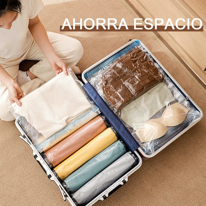 Kit 5 Piezas Bolsas al Vacío con Bomba (Ahorra hasta 80% de Espacio) 👜
