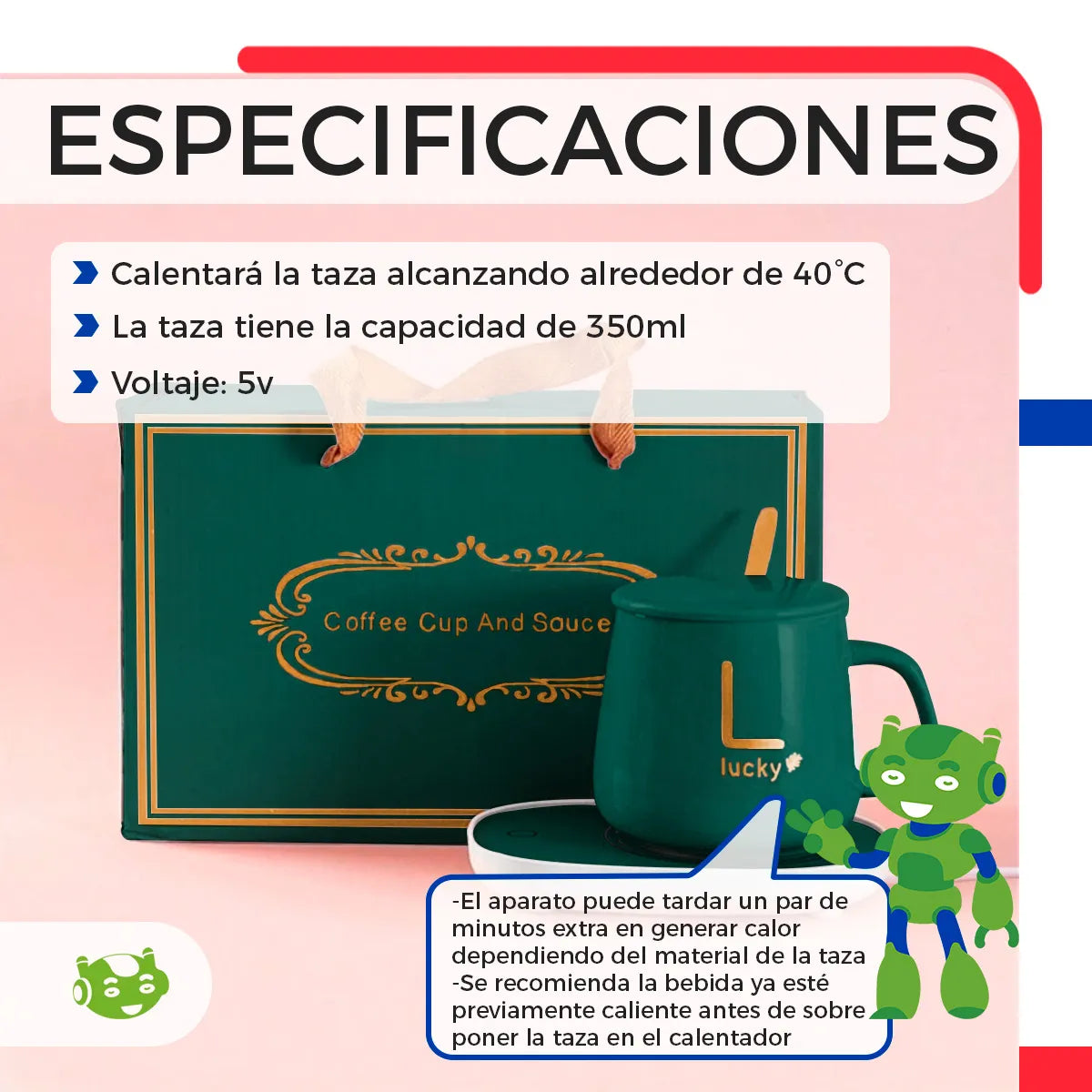 Taza Con Base Calentadora 🍵