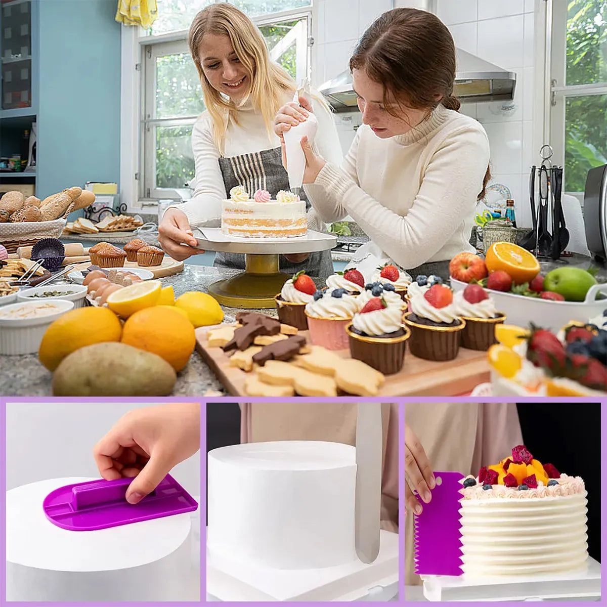Kit Pasteleria y Reposteria 137 Piezas con Base Giratoria 🥧