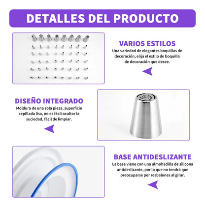 Kit Pasteleria y Reposteria 137 Piezas con Base Giratoria 🥧