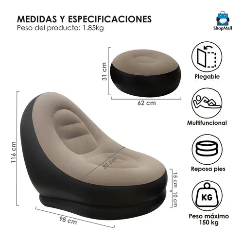 Sofa Sillon Inflable Ultra Comodo Tipo P conforthome® 🏡