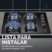 Estufa gas 4 quemadores Vidrio Templado 🔥