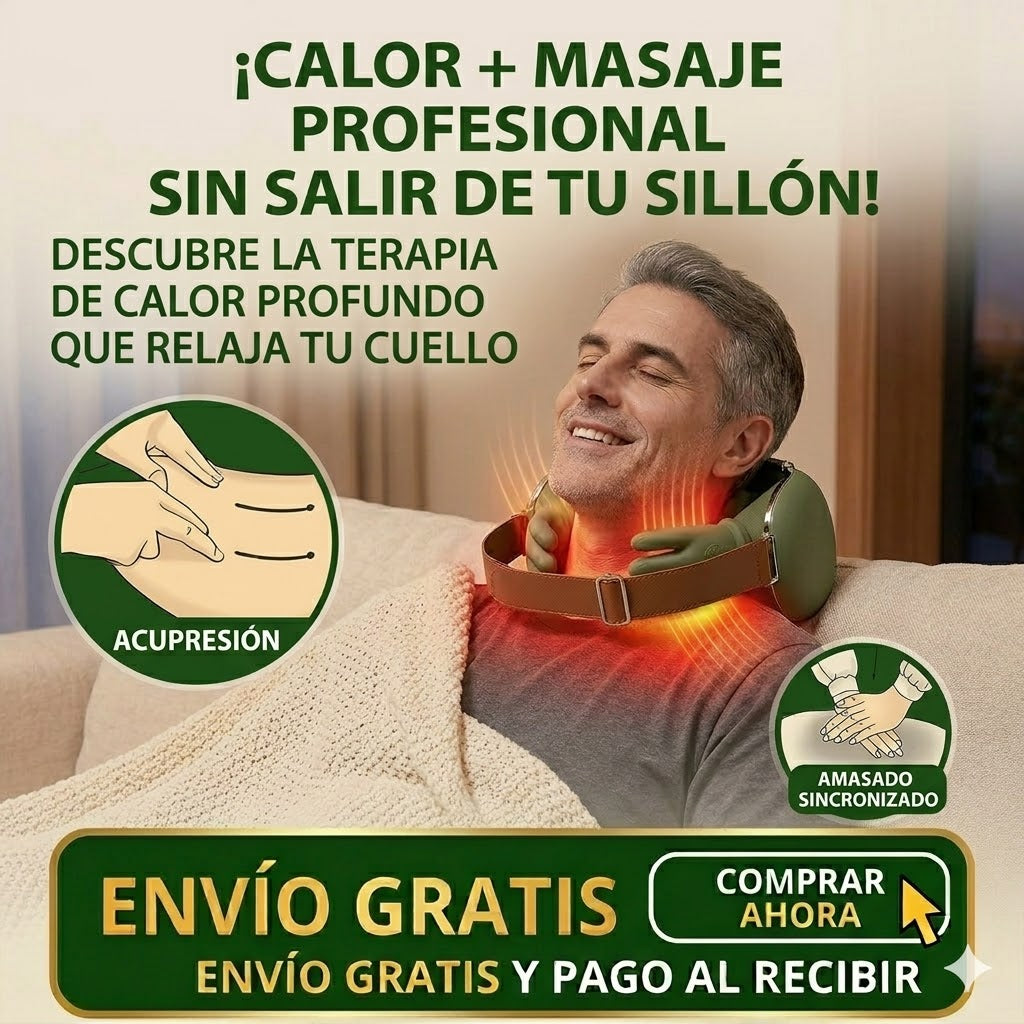 Masajeador de Cuello con Calor y Dedos 4D 💆🏻‍♂️💆🏻‍♀️
