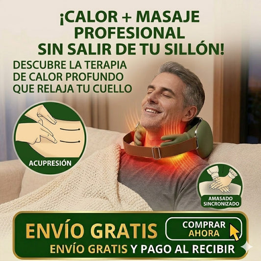Masajeador de Cuello con Calor y Dedos 4D 💆🏻‍♂️💆🏻‍♀️
