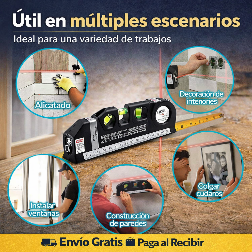Nivel Laser Con Metro Y Tres Burbujas 🛠