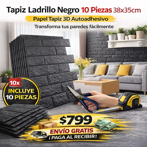 Tapiz Ladrillo Negro 10 Piezas 38x35cm 🧱
