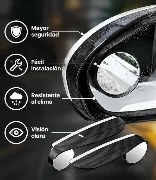 Espejos Negros 360° Con Ventosa Para Punto Ciego 2 Pzs