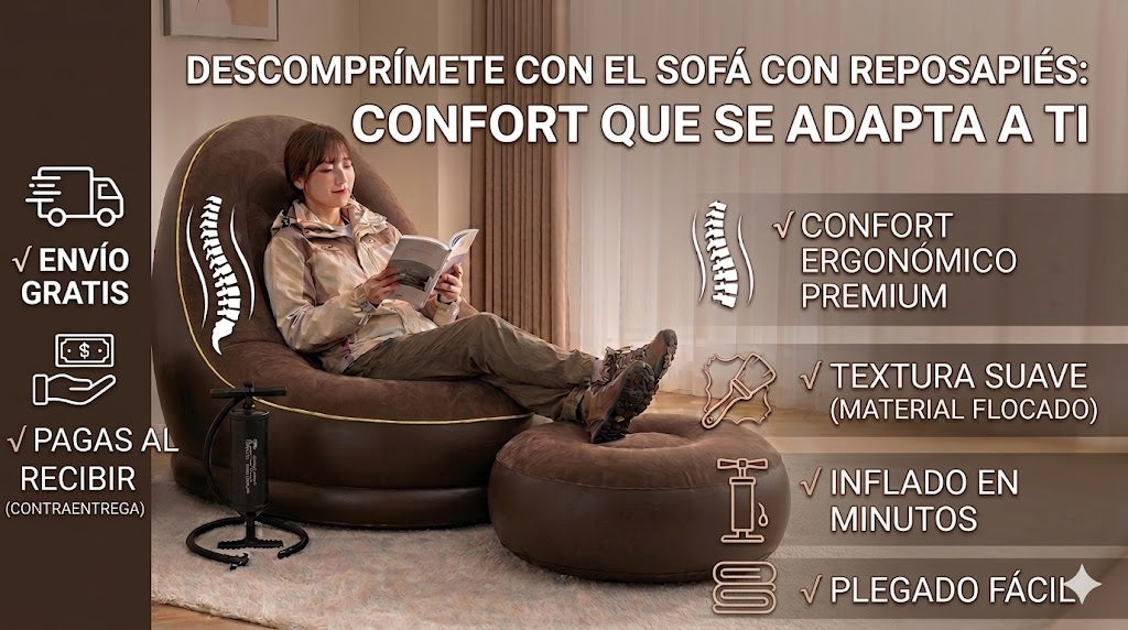 Sillón Inflable con Reposapiés conforthome® 🏡