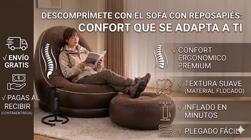 Sillón Inflable con Reposapiés conforthome® 🏡